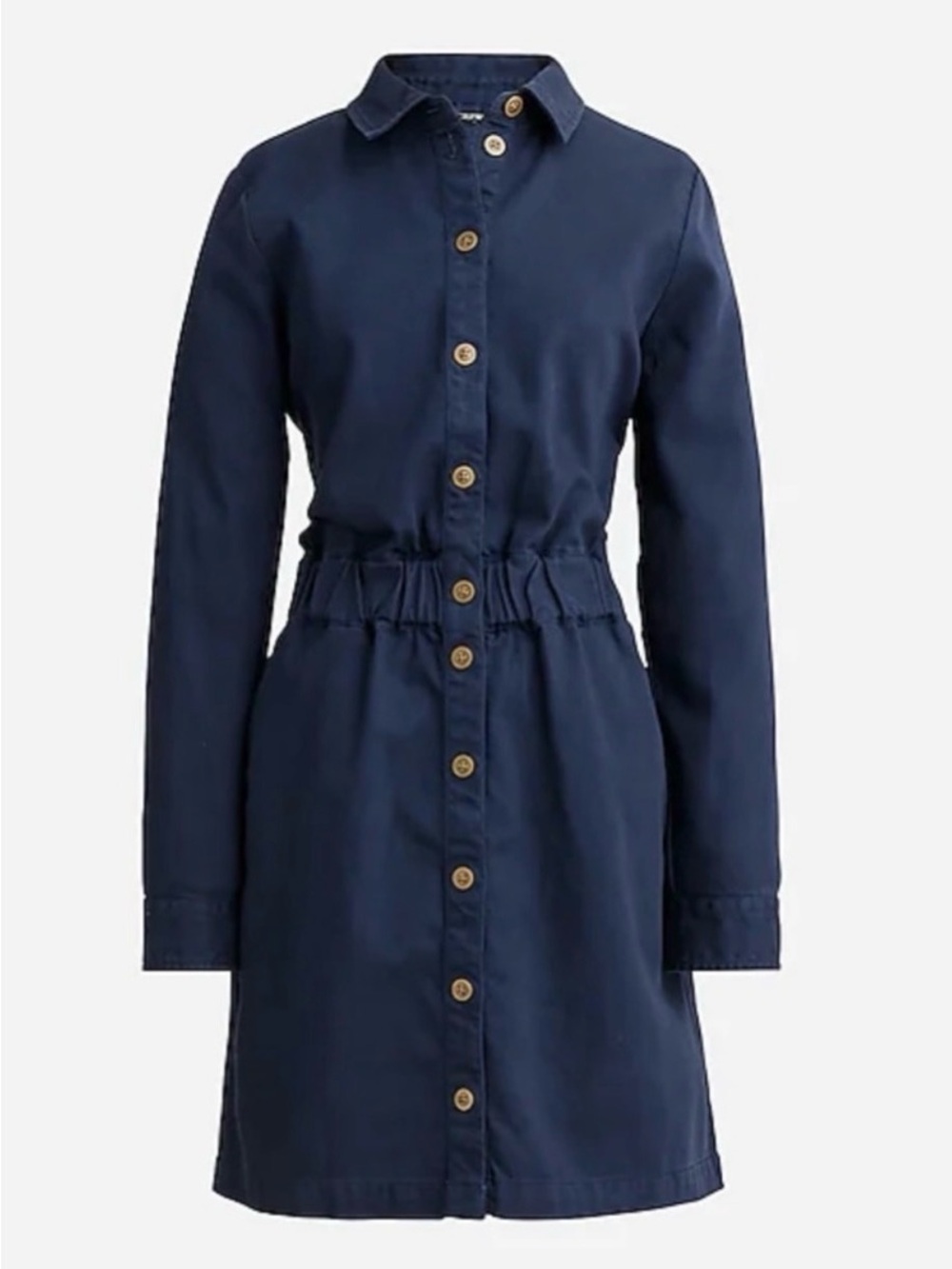 J. Crew Navy Button-Front Shirt Dress - Picture 2 of 7